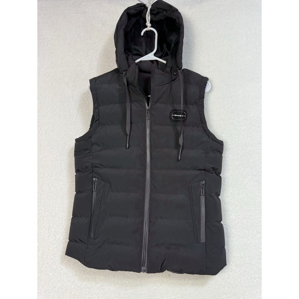Zhang Hao Womens Juniors Vest Sz M Black Removable Hood Full Zip Weatherproof